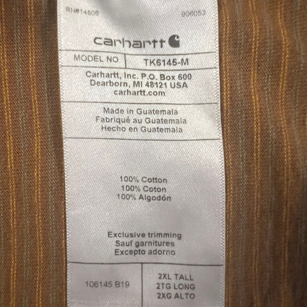 Carhartt Men's Brown Short Sleeve Tee Shirt- Size 2XL Tall - Picture 5 of 7